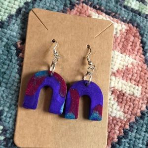 Marbled Bi Pride Resin Rainbow Shaped Earrings